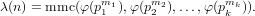 λ(n ) = mmc (φ(pm11 ),φ (pm22),...,φ (pmkk )).
